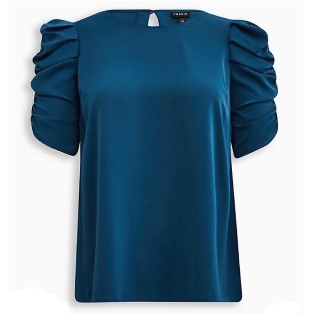 Torrid Studio Crepe De Chine Ruched Sleeve Blouse